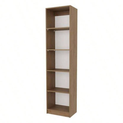 Natural Oak and White 5 - Shelf Bookcase with Open Storage