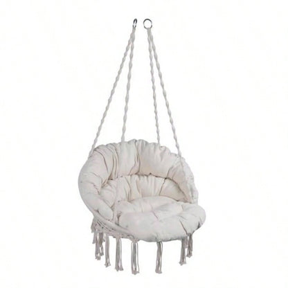 Hammock Chair Macrame Swing 330 Lbs Hanging Cotton Rope Hammock Swing Chair Indoor and Outdoor with Cushion, Beige to is Banned. Weekend can not be shipped, order with caution