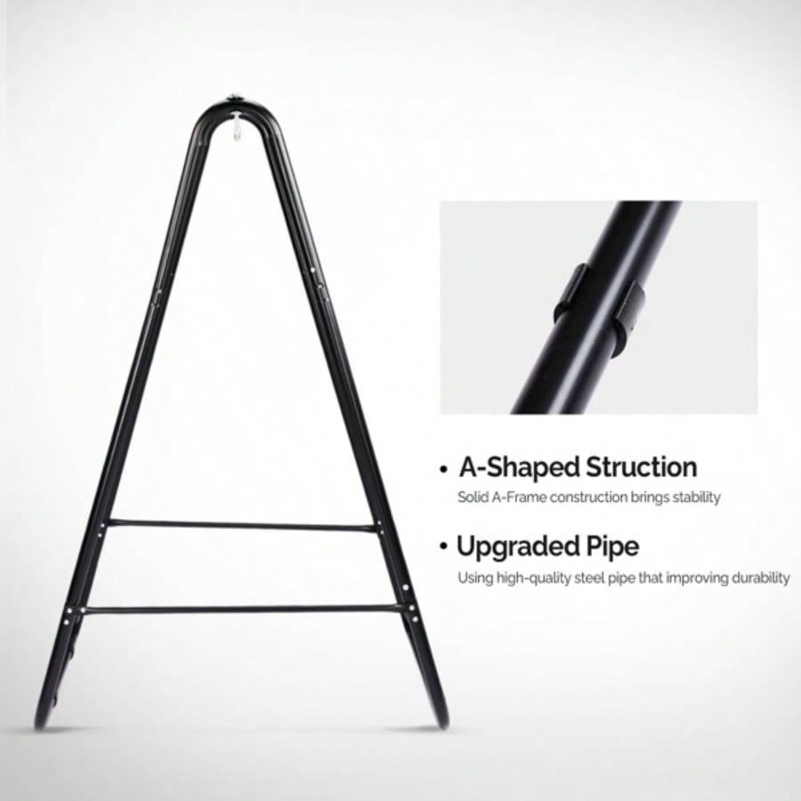 Outdoor Hammock Chair Stand Only, Swing Stand with 2 Hooks, Load 600lbs, Fits Most Hanging Chairs, Black Without Hammock Chair