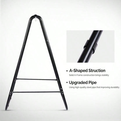 Outdoor Hammock Chair Stand Only, Swing Stand with 2 Hooks, Load 600lbs, Fits Most Hanging Chairs, Black Without Hammock Chair