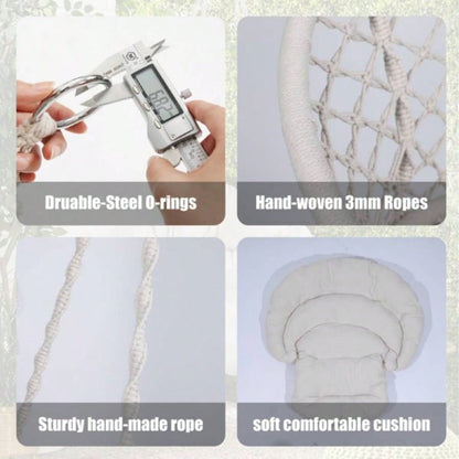 Hammock Chair Macrame Swing 330 Lbs Hanging Cotton Rope Hammock Swing Chair Indoor and Outdoor with Cushion, Beige to is Banned. Weekend can not be shipped, order with caution