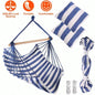 Hammock Hanging Chair Canvas Porch Patio Swing Portable Camping Rope Wooden Stick Hammock Chair with 2 Pillows 265LBS Load - bearing