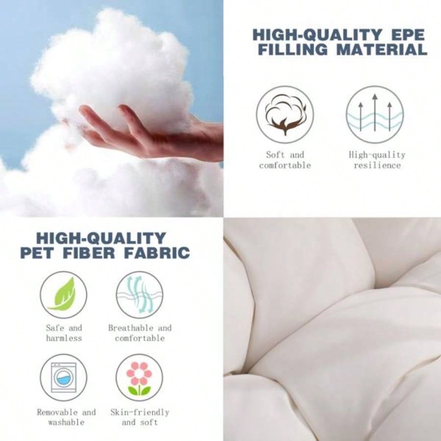 Hammock Chair Swing with Cushion - Outdoor Indoor Hanging Hammock Chair Patio, Porch, Bedroom, Garden, Courtyard, Balcony - Sturdy Steel Bar with Anti - Slip Safety Rings, white