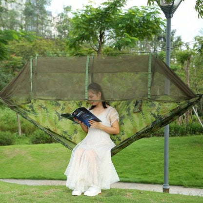 Camping Hammock, Portable Double Hammock with Net, 600lbs Load 2 Persons Hammock/Mosquito Net Outdoor Hiking Camping Hommock Portable Nylon Swing Hanging Bed/ Strap Hook Carry Bag