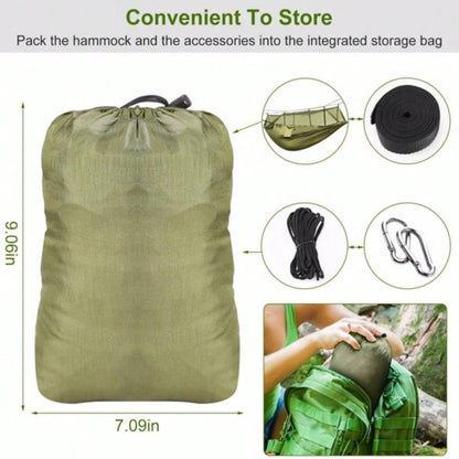 Camping Hammock, Portable Double Hammock with Net, 600lbs Load 2 Persons Hammock/Mosquito Net Outdoor Hiking Camping Hommock Portable Nylon Swing Hanging Bed/ Strap Hook Carry Bag