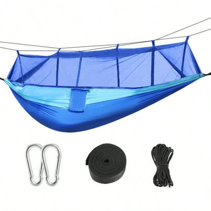 Camping Hammock, Portable Double Hammock with Net, 600lbs Load 2 Persons Hammock/Mosquito Net Outdoor Hiking Camping Hommock Portable Nylon Swing Hanging Bed/ Strap Hook Carry Bag