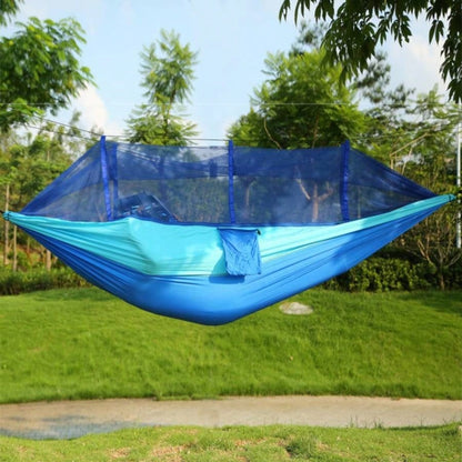 Camping Hammock, Portable Double Hammock with Net, 600lbs Load 2 Persons Hammock/Mosquito Net Outdoor Hiking Camping Hommock Portable Nylon Swing Hanging Bed/ Strap Hook Carry Bag