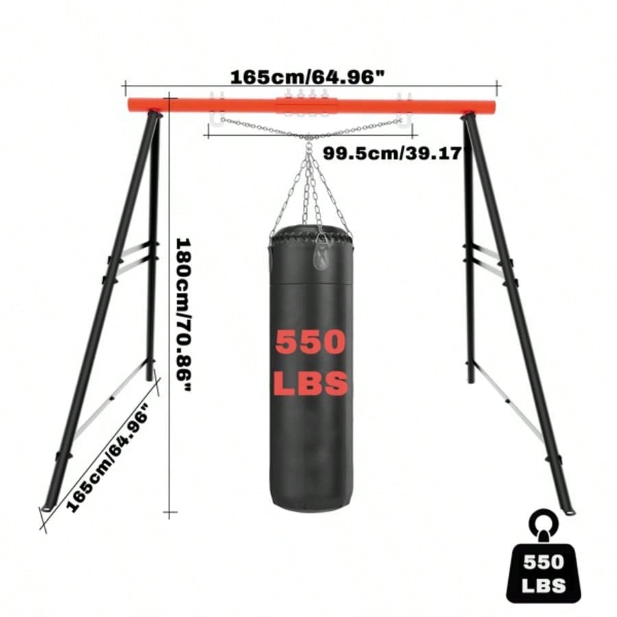 Porch Swing Frame, 550lbs Weight Capacity Swing Stand, Heavy Duty A - Frame Swing, Swing Stand Frame Yoga Hammock Saucer Porch Swing Red, Swing NOT Included