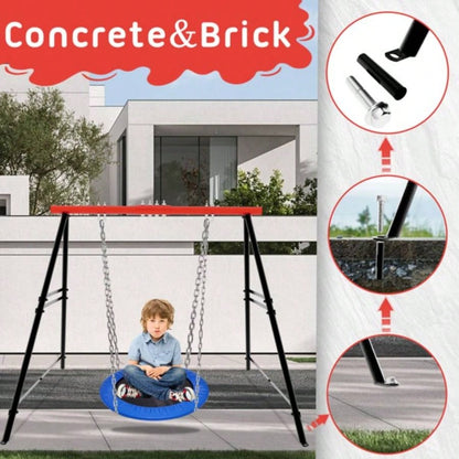 Porch Swing Frame, 550lbs Weight Capacity Swing Stand, Heavy Duty A - Frame Swing, Swing Stand Frame Yoga Hammock Saucer Porch Swing Red, Swing NOT Included