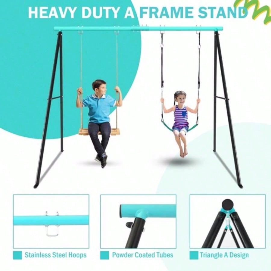 Porch Swing Frame 2 Seats, 440lbs Weight Capacity Swing Stand, Heavy Duty A - Frame Swing, Swing Stand Frame Yoga Hammock Saucer Porch Swing, Swing Sets BackyardSwing NOT Included Green