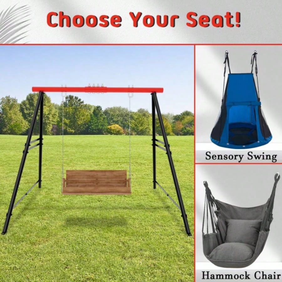 Porch Swing Frame, 550lbs Weight Capacity Swing Stand, Heavy Duty A - Frame Swing, Swing Stand Frame Yoga Hammock Saucer Porch Swing Red, Swing NOT Included