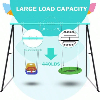 Porch Swing Frame 2 Seats, 440lbs Weight Capacity Swing Stand, Heavy Duty A - Frame Swing, Swing Stand Frame Yoga Hammock Saucer Porch Swing, Swing Sets BackyardSwing NOT Included Green