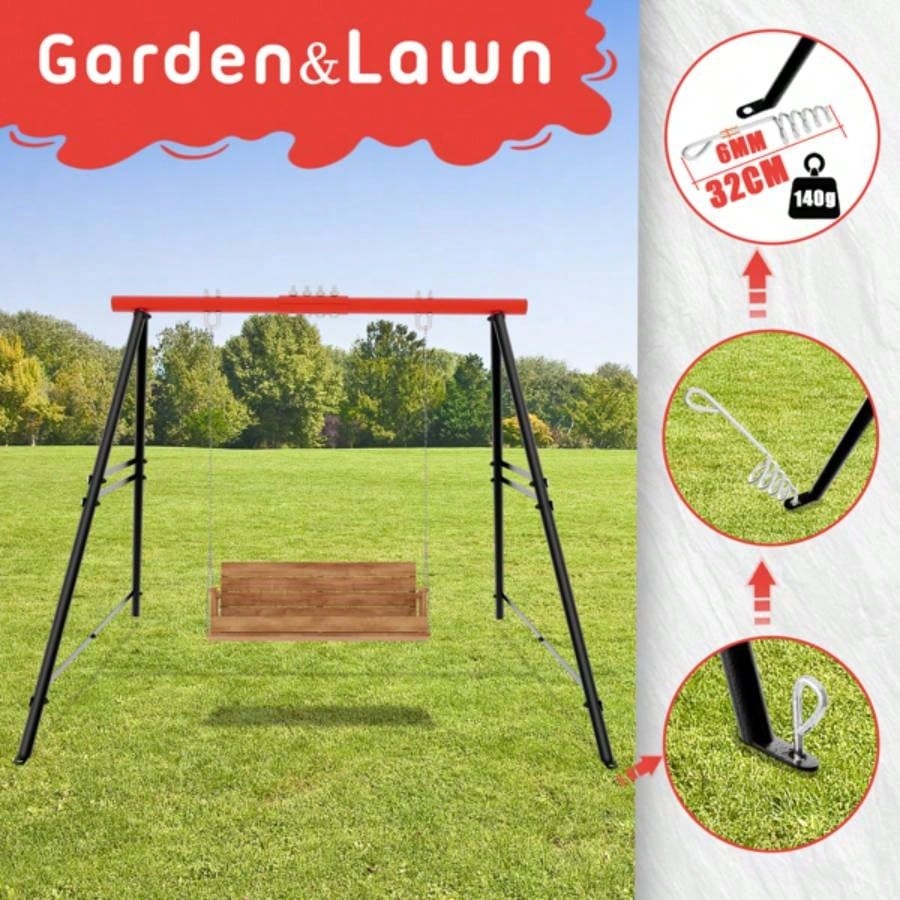 Porch Swing Frame, 550lbs Weight Capacity Swing Stand, Heavy Duty A - Frame Swing, Swing Stand Frame Yoga Hammock Saucer Porch Swing Red, Swing NOT Included