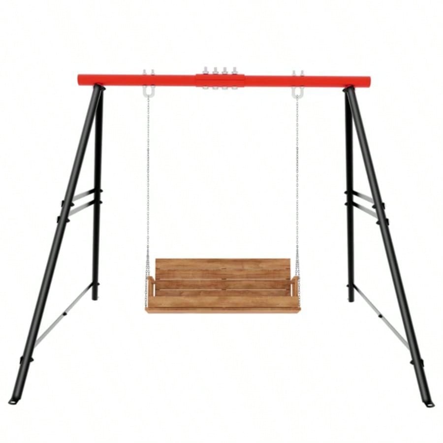 Porch Swing Frame, 550lbs Weight Capacity Swing Stand, Heavy Duty A - Frame Swing, Swing Stand Frame Yoga Hammock Saucer Porch Swing Red, Swing NOT Included