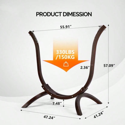 Wooden Hammock Stand Only, Rain Resistant, Heavy Duty Premium Solid Wood Hammock Chair Stand Indoor or Outdoor Use, Brown Without Hammock Chair