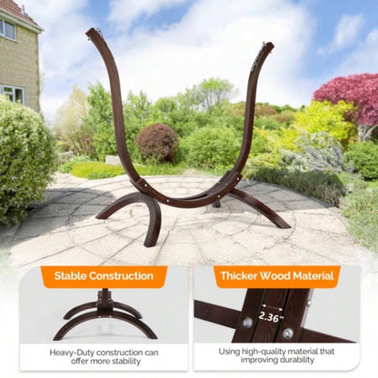 Wooden Hammock Stand Only, Rain Resistant, Heavy Duty Premium Solid Wood Hammock Chair Stand Indoor or Outdoor Use, Brown Without Hammock Chair