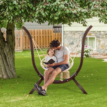 Wooden Hammock Stand Only, Rain Resistant, Heavy Duty Premium Solid Wood Hammock Chair Stand Indoor or Outdoor Use, Brown Without Hammock Chair