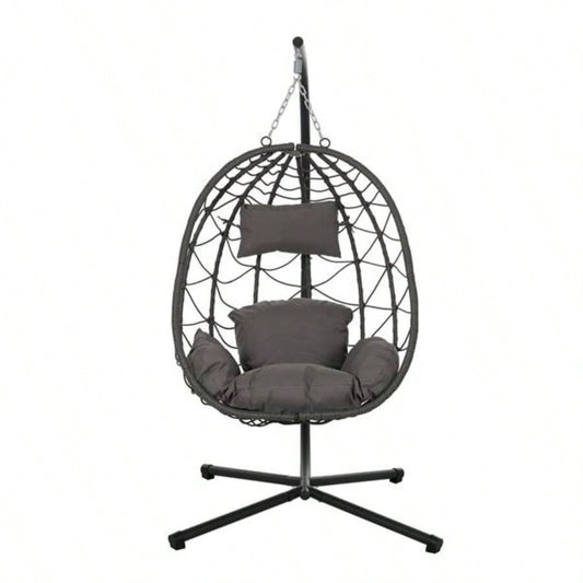 Chair with Stand Indoor Outdoor Swing Chair Patio Wicker Hanging Chair Hanging Basket Chair with Stand Bedroom Living Room Balcony