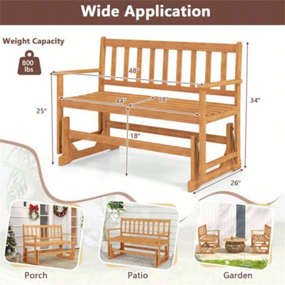 2 - Person Wooden Outdoor Rocking Chair Patio Swing Rocking Loveseat
