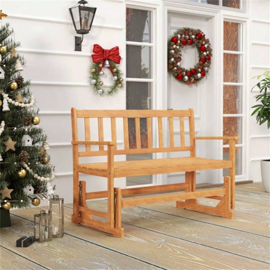 2 - Person Wooden Outdoor Rocking Chair Patio Swing Rocking Loveseat