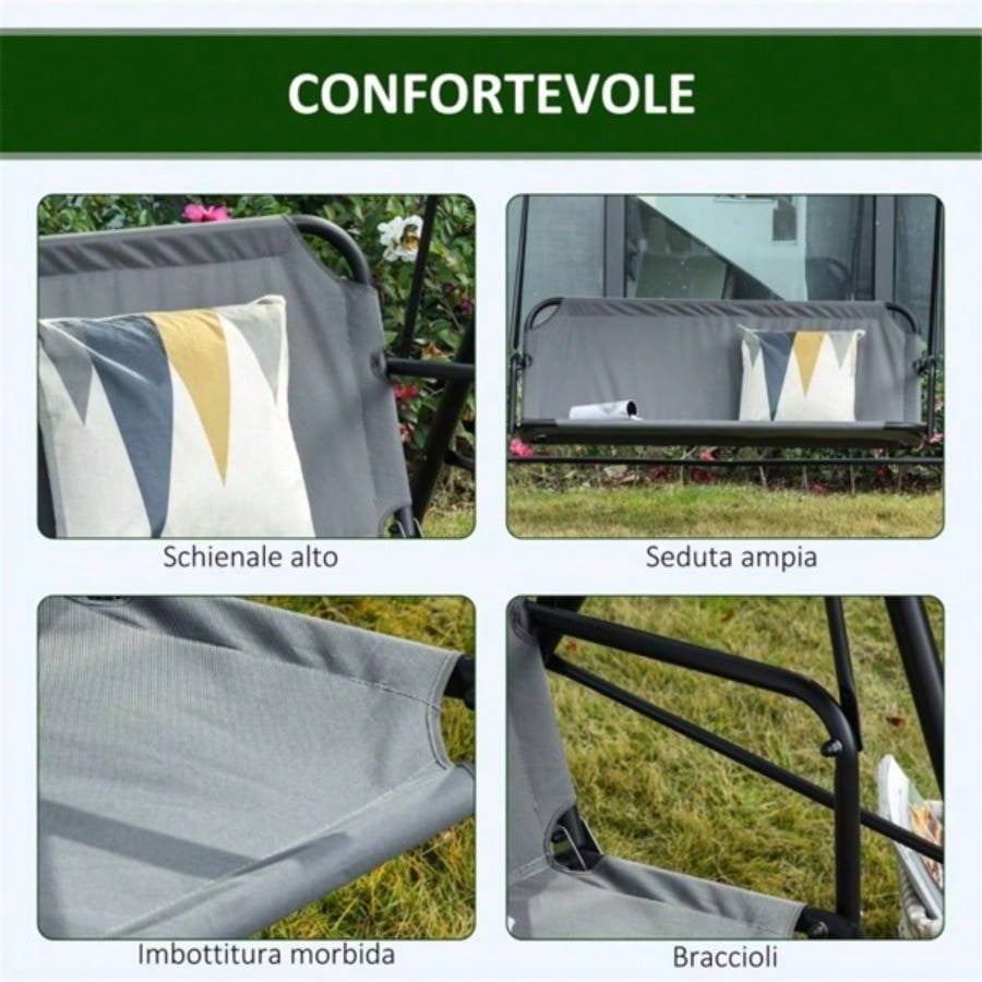 3 - Patio Swing Chair - Gray
