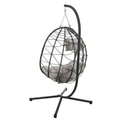 Chair with Stand Indoor Outdoor Swing Chair Patio Wicker Hanging Chair Hanging Basket Chair with Stand Bedroom Living Room Balcony