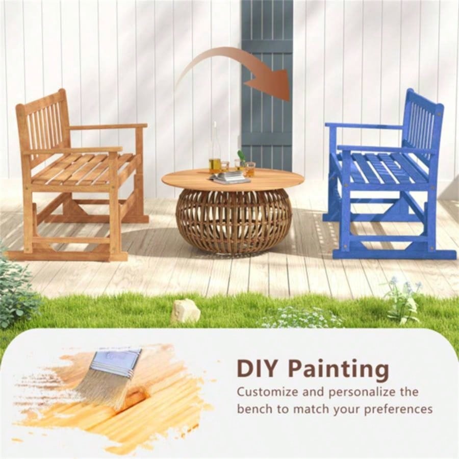 2 - Person Wooden Outdoor Rocking Chair Patio Swing Rocking Loveseat