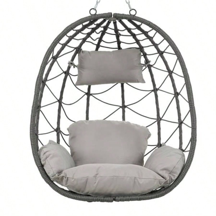 Chair with Stand Indoor Outdoor Swing Chair Patio Wicker Hanging Chair Hanging Basket Chair with Stand Bedroom Living Room Balcony
