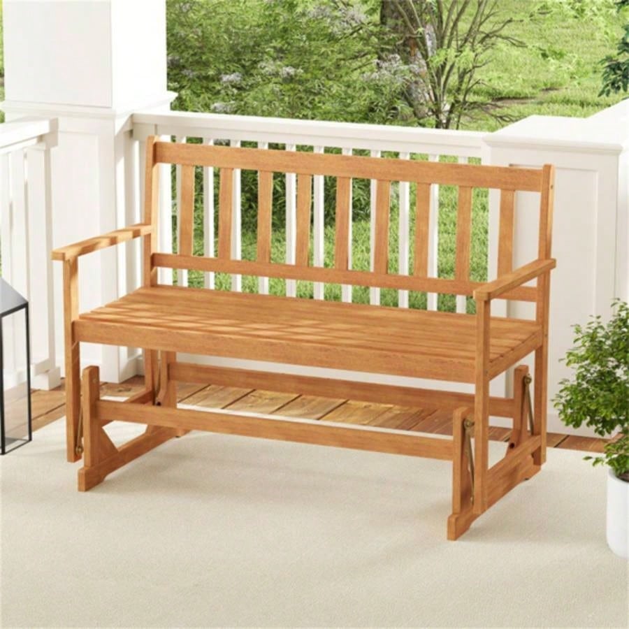 2 - Person Wooden Outdoor Rocking Chair Patio Swing Rocking Loveseat