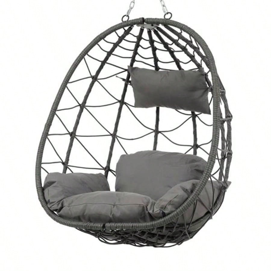 Chair with Stand Indoor Outdoor Swing Chair Patio Wicker Hanging Chair Hanging Basket Chair with Stand Bedroom Living Room Balcony