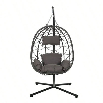 Chair with Stand Indoor Outdoor Swing Chair Patio Wicker Hanging Chair Hanging Basket Chair with Stand Bedroom Living Room Balcony