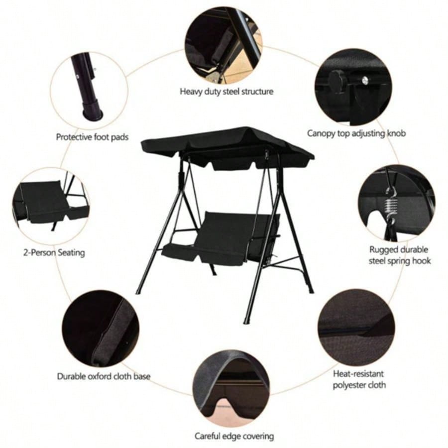 2 - Patio Swing Chair with awning