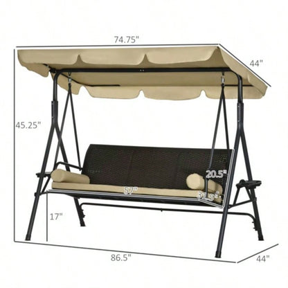 3 seats Outdoor Patio Swing Chair Prohibited by