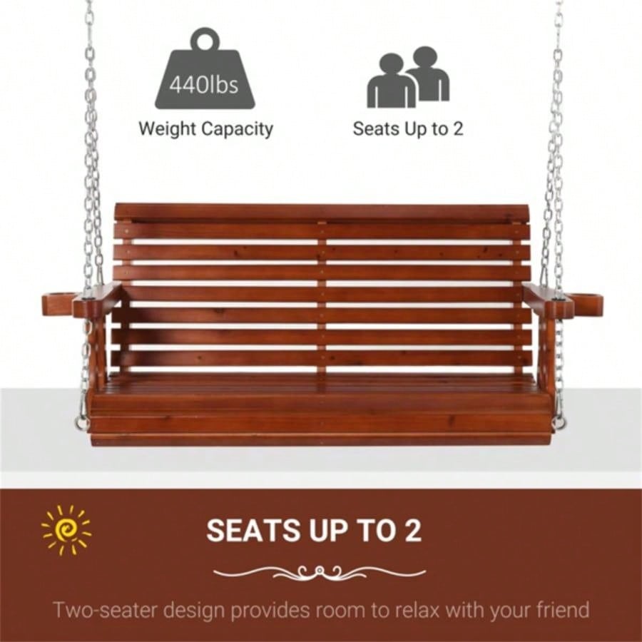 2 Seater Outdoor Patio Swing Chair - Brown Prohibited by