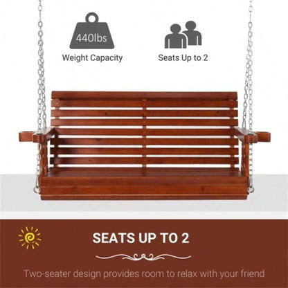 2 Seater Outdoor Patio Swing Chair - Brown Prohibited by