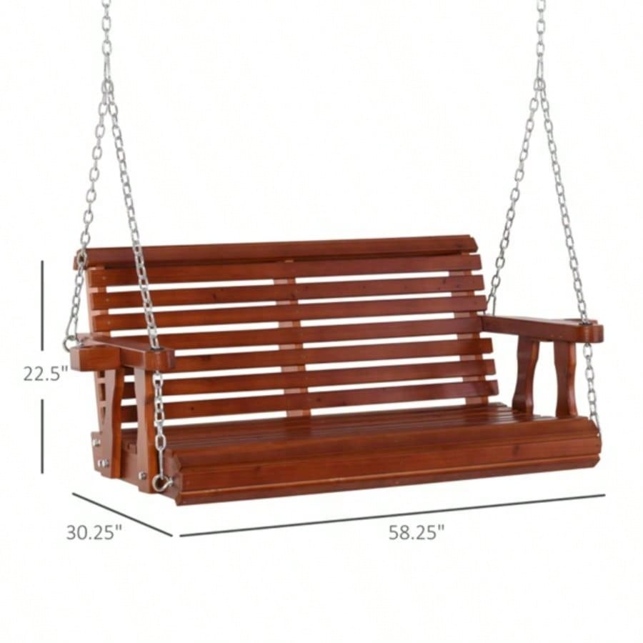 2 Seater Outdoor Patio Swing Chair - Brown Prohibited by
