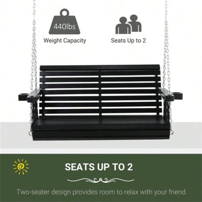 2 Seater Outdoor Patio Swing Chair - Black Prohibited by