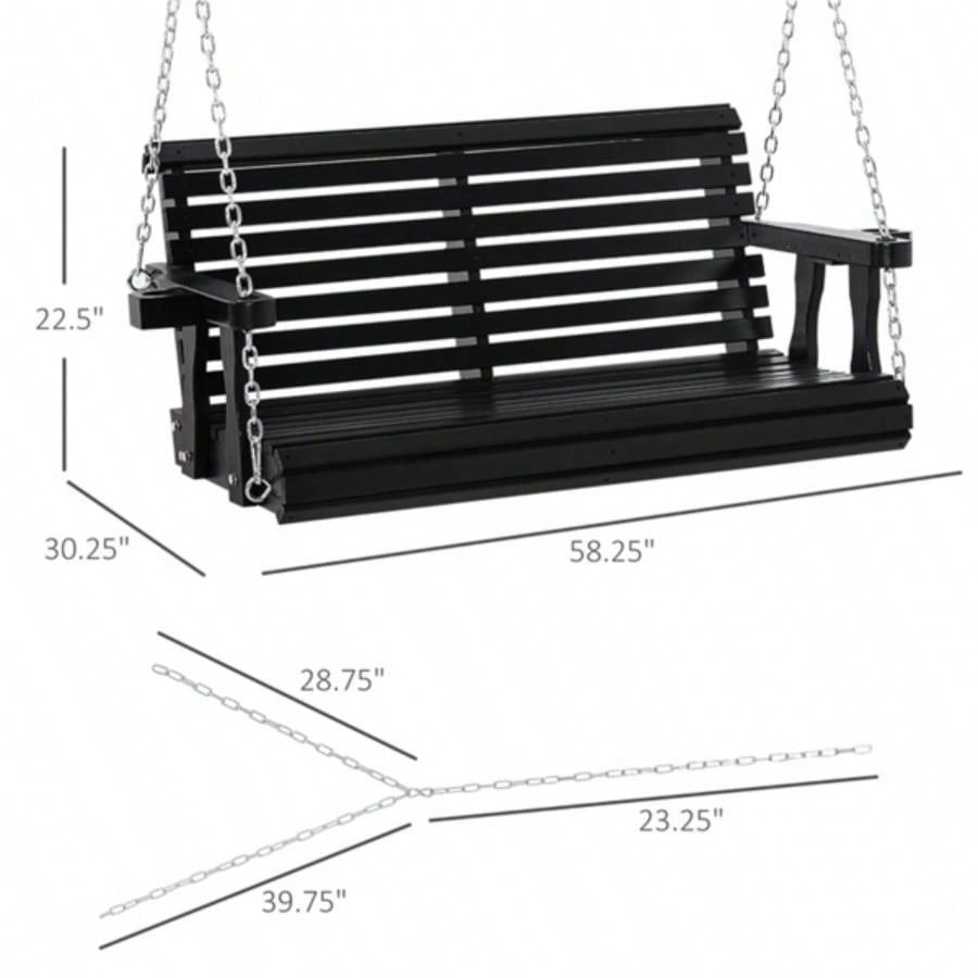 2 Seater Outdoor Patio Swing Chair - Black Prohibited by