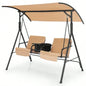 2 Seater Porch Swing Chair with Handy Storage and 360176; Rotatable Tray