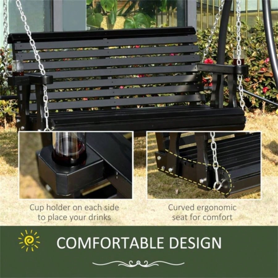 2 Seater Outdoor Patio Swing Chair - Black Prohibited by