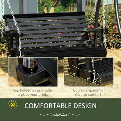 2 Seater Outdoor Patio Swing Chair - Black Prohibited by