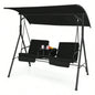 2 Seater Porch Swing Chair with Handy Storage and 360176; Rotatable Tray Black