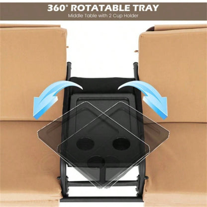 2 Seater Porch Swing Chair with Handy Storage and 360176; Rotatable Tray