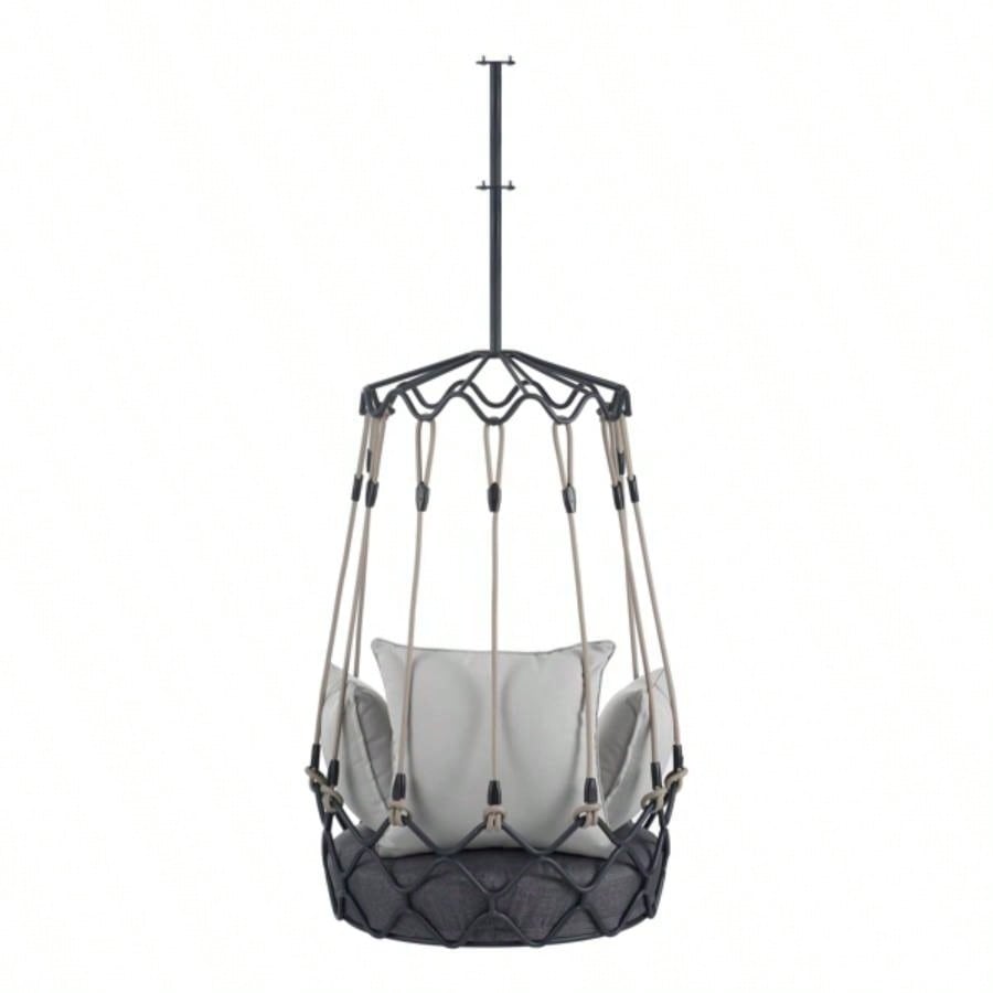 Outdoor Porch Swing Chair Hanging Basket, Hanging Chair with Resistant Cushion, Olefin Fabric Patio Porch, Balcony, Gray