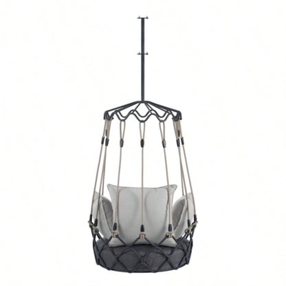 Outdoor Porch Swing Chair Hanging Basket, Hanging Chair with Resistant Cushion, Olefin Fabric Patio Porch, Balcony, Gray