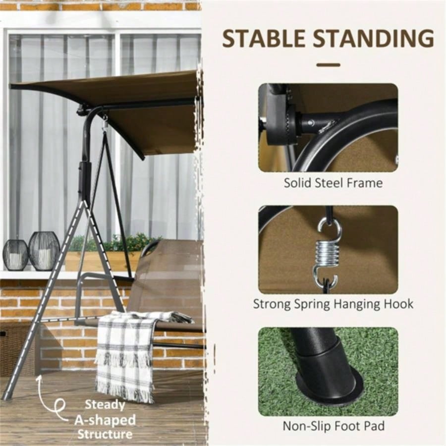 3 - Outdoor Patio Swing Chair - Brown Prohibited by