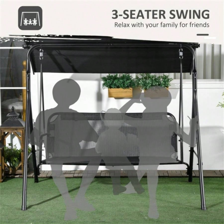 3 - Outdoor Patio Swing Chair - Black Prohibited by