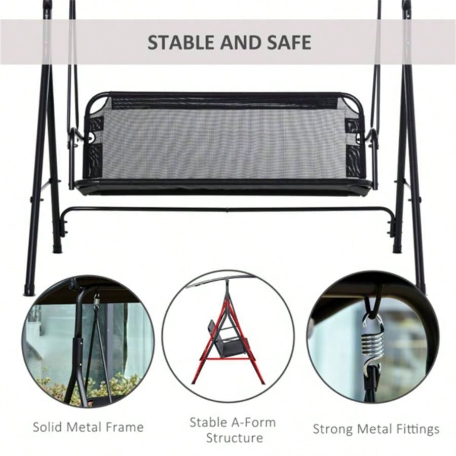2 - Outdoor Patio Swing Chair - Black Prohibited by