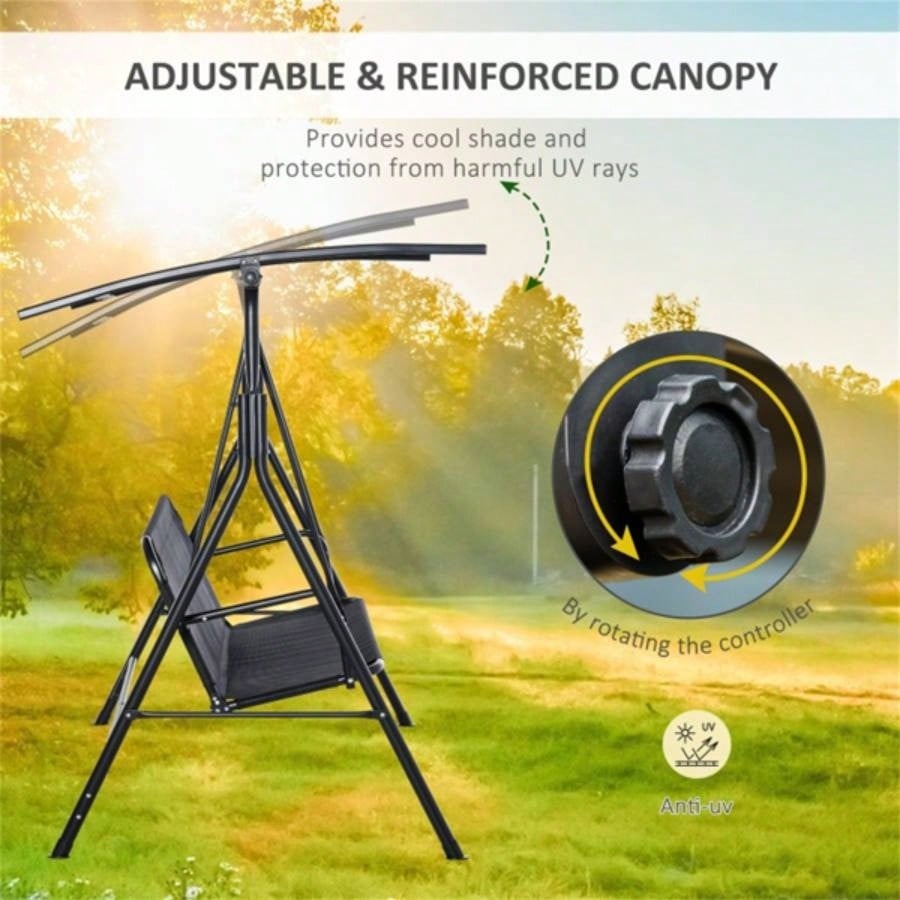 2 - Outdoor Patio Swing Chair - Black Prohibited by