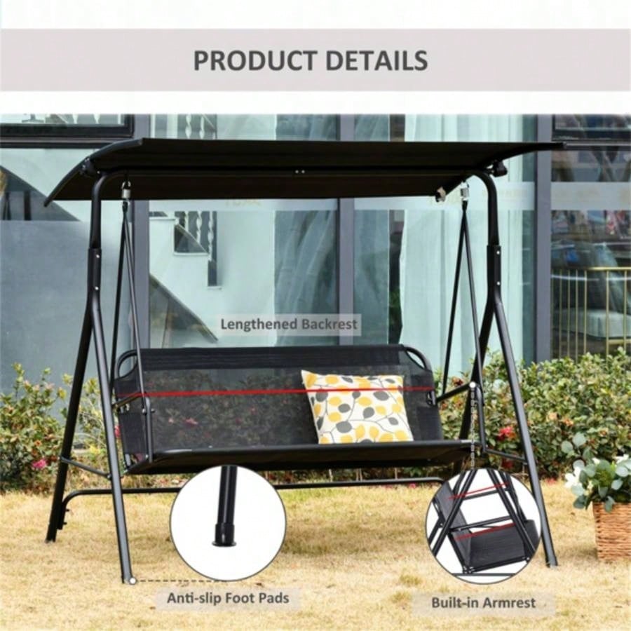 2 - Outdoor Patio Swing Chair - Black Prohibited by